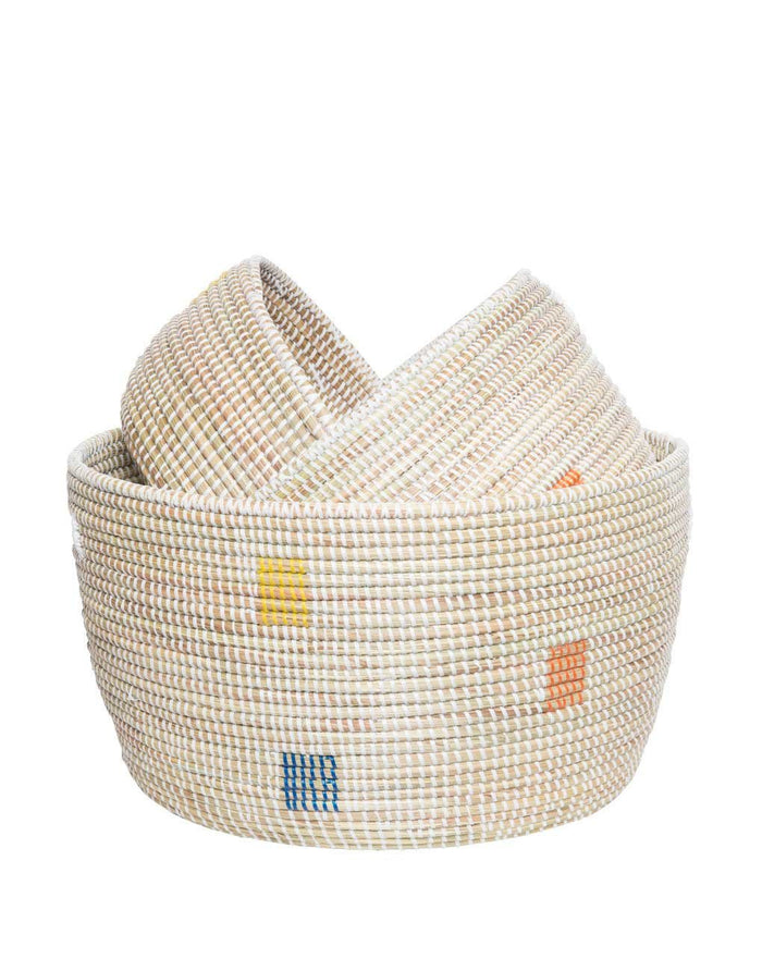 Stacked Knitting Baskets - Rainbow Dot