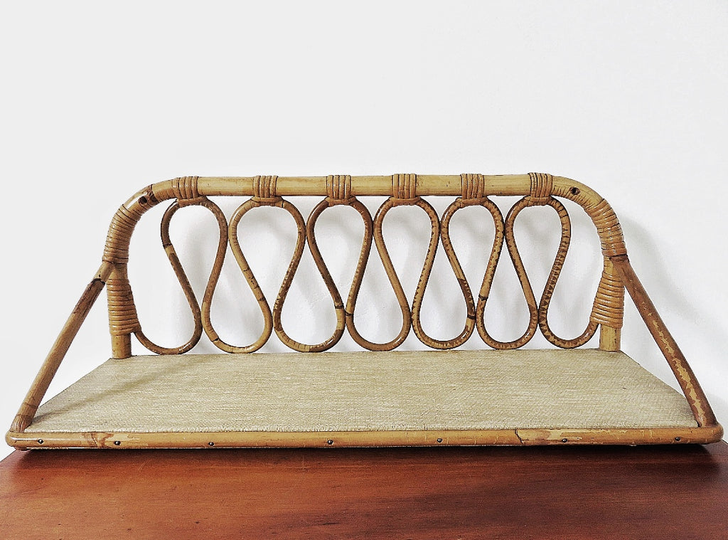 Pair of Mid-Century French Rattan Shelves (1950-1960)