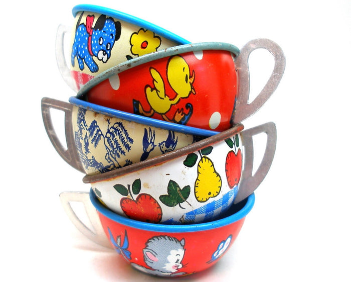 50s Tin Toy Tea cups collection