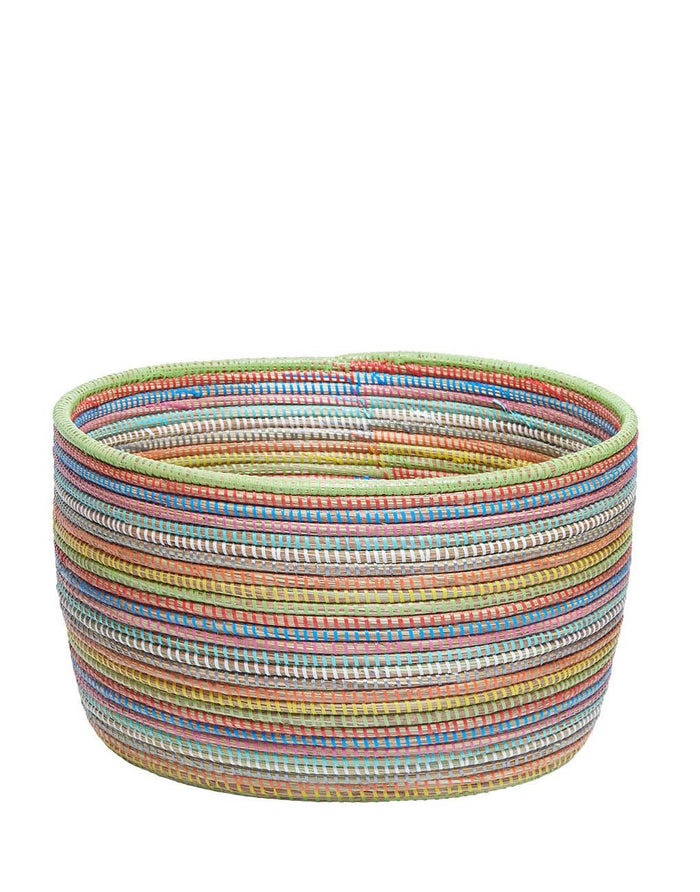 Knitting Basket - Rainbow Stripe